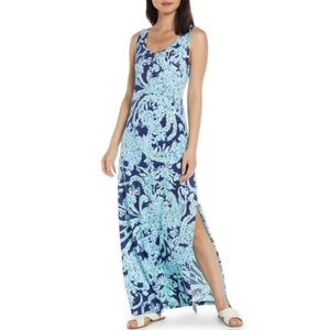 NWT Lilly Pulitzer Sleeveless Merrill Maxi Dress High Tide Navy Scuba Doo S